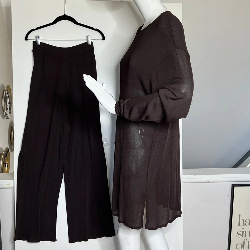 Yves Saint Laurent Sz 36 Vintage Two Piece 100% Knit Viscose Pant Tunic Set